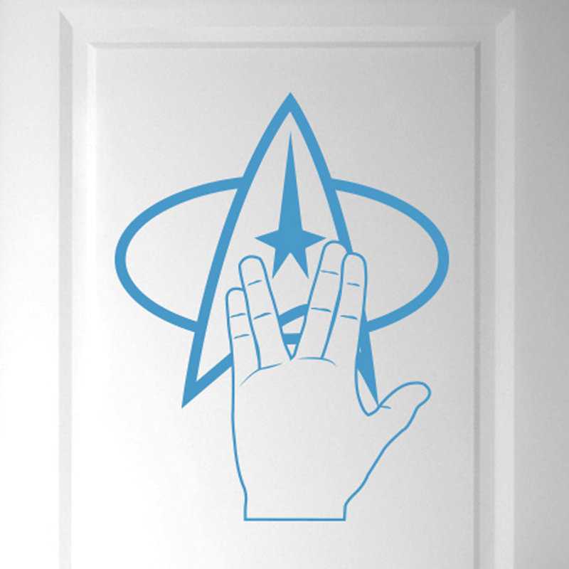 Happy Larry Star Trek Logo and Hand Door Room Wall Sticker Wayfair.co.uk